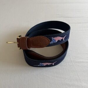 Zep-Pro Belt Mens 38 USA Marlin Fishing Preppy Nautical Boating Brass USA Made